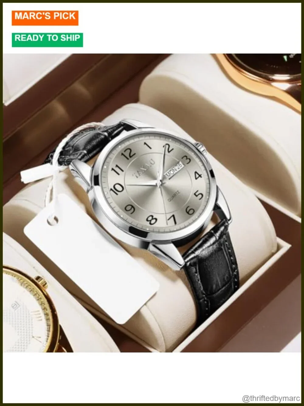 Luxury Analog Quartz Watch Men's Classic Leather Strap Day Date Water Resistant